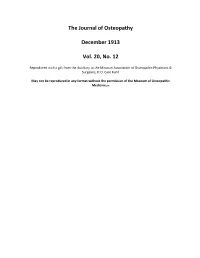 The Journal of Osteopathy December 1913 Vol. 20, No. 12