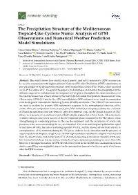 The Precipitation Structure of the Mediterranean Tropical-Like Cyclone Numa: Analysis of GPM Observations and Numerical Weather Prediction Model Simulations
