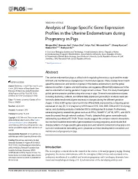 Analysis of Stage-Specific Gene Expression Profiles in the Uterine Endometrium During Pregnancy in Pigs