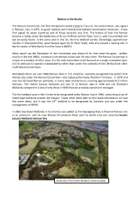 Ramsar in the Hunter the Ramsar Convention, the First
