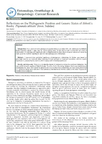 Reflections on the Phylogenetic Position and Generic Status Of