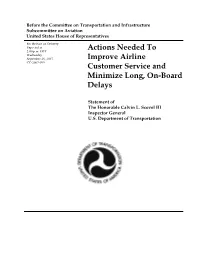 Actions Needed to Improve Airline Customer Service and Minimize Long, On-Board Delays
