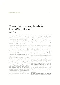 Communist Strongholds in Inter-War Britain Idris Cox
