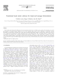 Functional Meat Starter Cultures for Improved Sausage Fermentation