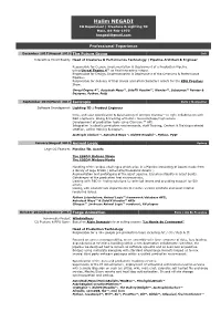 Halim NEGADI CG Supervisor | Creature & Lighting TD Male, 04-Feb-1972 Hnegadi@Gmail.Com