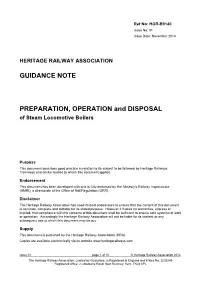 HGR-B9140-Is01 ______Preparation, Operation & Disposal Users of This Guidance Note Should Check the HRA Website to Ensure That They Have the Latest Version