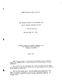 NBER Working Paper Series