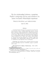 On the Relationship Between a Quantum Markov Semigroup and Its Representation Via Linear Stochastic Schr¨Odingerequations