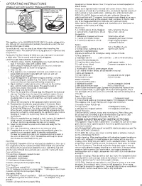 Operating Instructions User Maintenance Instructions