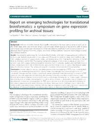 Report on Emerging Technologies for Translational Bioinformatics: a Symposium on Gene Expression Profiling for Archival Tissues