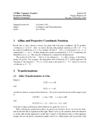 1 Affine and Projective Coordinate Notation 2 Transformations