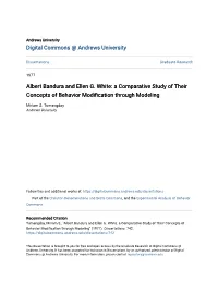 Albert Bandura and Ellen G. White: a Comparative Study of Their Concepts of Behavior Modification Through Modeling