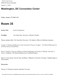 AREUEA Session Schedule AREUEA Session Schedule January 3-5, 2002 Washington, DC Convention Center