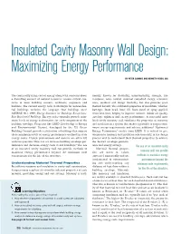 Insulated Cavity Masonry Wall Design: Maximizing Energy Performance