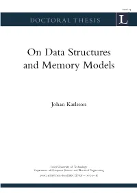 On Data Structures and Memory Models