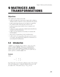 9 Matrices and Transformations 9 MATRICES and TRANSFORMATIONS