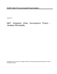 Draft IEE: Nepal: Integrated Urban Development Project