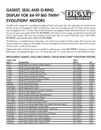 GASKET, SEAL and O-RING DISPLAY for 84-99 BIG TWIN® EVOLUTION® MOTORS Included in This Display Kit Is a Package of Pegboard Hooks and Canoe Clips