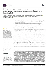 Identification of Potential Probiotics Producing Bacteriocins Active
