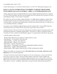 Rally Calling on Princeton University to Divest from Fossil Fuels from 1:00-2:30 on Saturday, April 24 at Fitzrandolph Gate