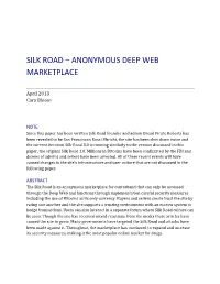 Silk Road – Anonymous Deep Web Marketplace