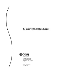 Solaris 10 1008 Patch List