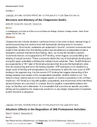 Yichen – Structure and Allostery of the Chaperonin Groel. Allosteric