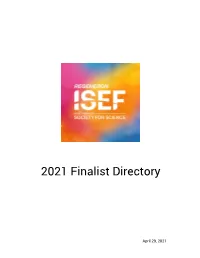 2021 Finalist Directory