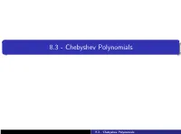 8.3 - Chebyshev Polynomials