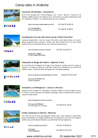 Camp-Sites in Ardèche
