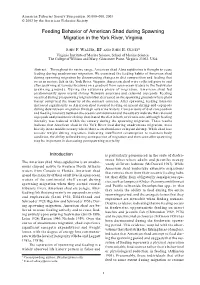 Feeding Behavior of American Shad During Spawning Migration in the Yo R K River, Virginia