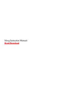 Moog Instruction Manuals