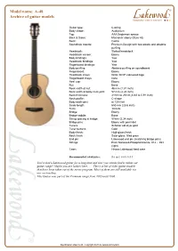 Open Model Specification Sheet As