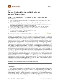Raman Study of Barite and Celestine at Various Temperatures