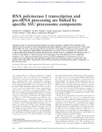 RNA Polymerase I Transcription and Pre-Rrna Processing Are Linked by Specific SSU Processome Components