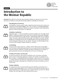 Introduction to the Weimar Republic