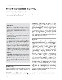 Paraphilic Diagnoses in DSM-5