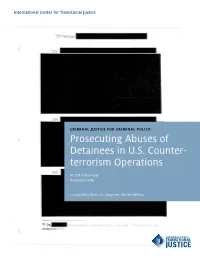 Prosecuting Abuses of Detainees in U.S. Counter- Terrorism Operations