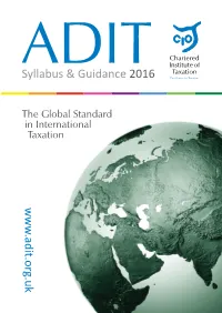 Syllabus & Guidance 2016 W W W .Adit.Org.Uk