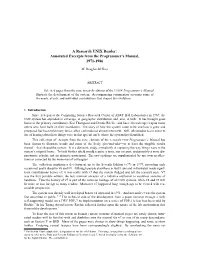 A Research UNIX Reader: Annotated Excerpts from the Programmer's