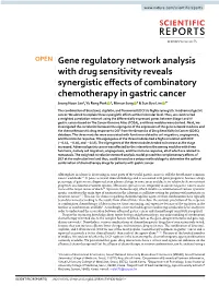 Gene Regulatory Network Analysis with Drug Sensitivity Reveals Synergistic