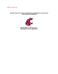 Updated: August 2021 DESCRIPTION of DOCTORAL PROGRAM IN