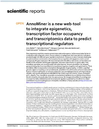 Annominer Is a New Web-Tool to Integrate Epigenetics, Transcription