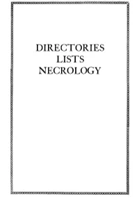 Directories Lists Necrology