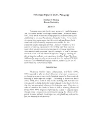 Enhanced Input in LCTL Pedagogy