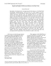 Implicit and Explicit Self-Esteem in Relation to the Dark Triad