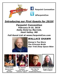 Introducing Our First Guests for 2019! Farpoint Convention WALLACE