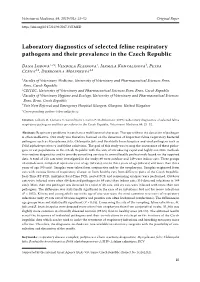 Laboratory Diagnostics of Selected Feline Respiratory Pathogens and Their Prevalence in the Czech Republic