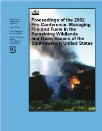 Managing Fire and Fuels in the Remaining Wildlands and Open Spaces of the Southwestern United States