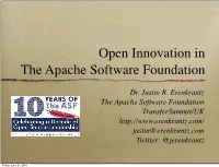 Open Innovation in the Apache Software Foundation